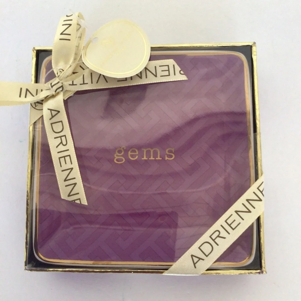 ADRIENNE VITTADINI PURPLE CERAMIC TRINKET TRAY NWT